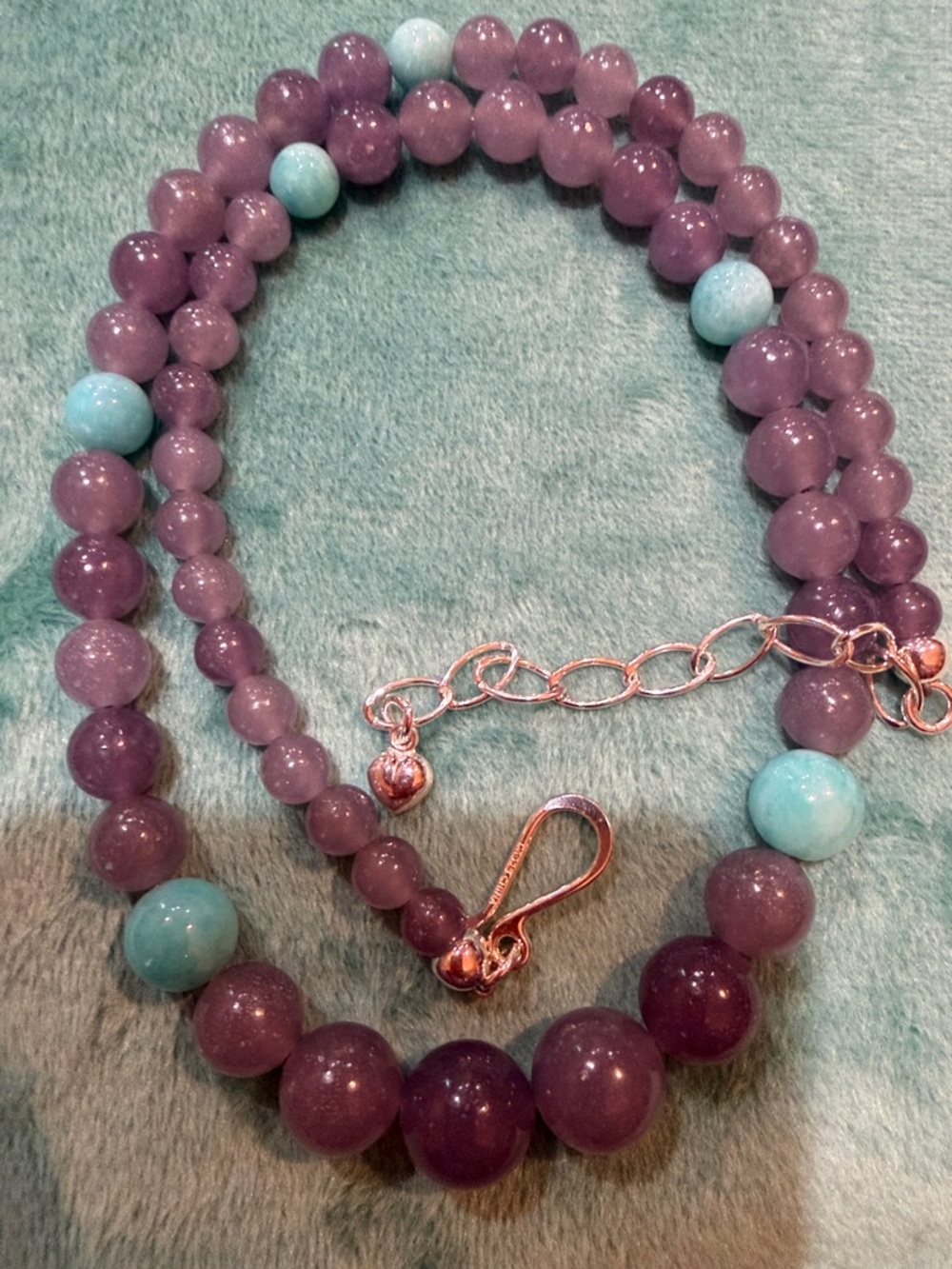 Jay King Aquamarine & Turquoise Beaded Necklace - sterling (219)